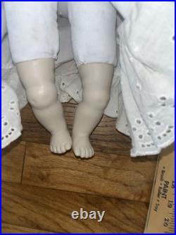 Antique JDK Kestner German Musical Doll #237 Girl White Dress Porcelain