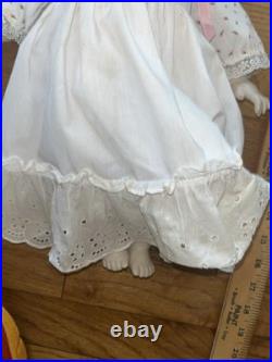 Antique JDK Kestner German Musical Doll #237 Girl White Dress Porcelain