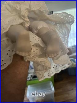 Antique JDK Kestner German Musical Doll #237 Girl White Dress Porcelain
