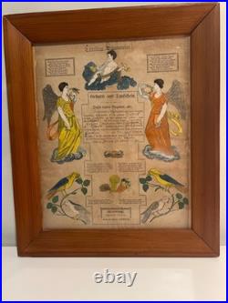 Antique Johann Ritter Pennsylvania German Fraktur Taufschein Framed 1838