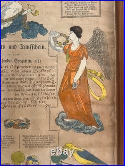 Antique Johann Ritter Pennsylvania German Fraktur Taufschein Framed 1838