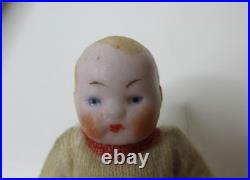 Antique Jointed Bisque Miniature Hertwig German Doll Pair Candy Baby with Box