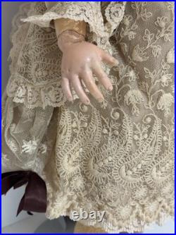 Antique KESTNER 171 German Bisque Head Doll 28 Compo Body, Lace Outfit, HH Wig Antique KESTNER 171 German Bisque Head Doll 28 Compo Body, Lace Outfit, HH Wig