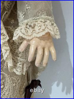 Antique KESTNER 171 German Bisque Head Doll 28 Compo Body, Lace Outfit, HH Wig Antique KESTNER 171 German Bisque Head Doll 28 Compo Body, Lace Outfit, HH Wig