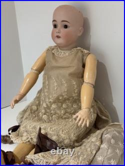 Antique KESTNER 171 German Bisque Head Doll 28 Compo Body, Lace Outfit, HH Wig Antique KESTNER 171 German Bisque Head Doll 28 Compo Body, Lace Outfit, HH Wig