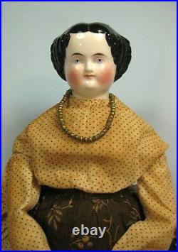 Antique Kestner German 1860 China Head Porcelain & Cloth Doll 18 Sweet