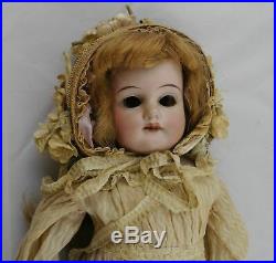 Antique L. H. B. 0 Bisque German Doll Kid Leather Body 17 Needs TLC