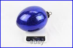 Antique Large Blue Egg-Shaped German Kugel Ball Vintage Charm Christmas Decor