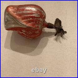Antique Large German Blown Tulip WithOriginal Paint Christmas Ornament With Clip