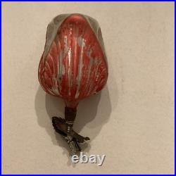 Antique Large German Blown Tulip WithOriginal Paint Christmas Ornament With Clip