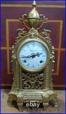 Antique Mantel Clock Imperial Mechanical Bronze Italian Art Deco German FHS Rare