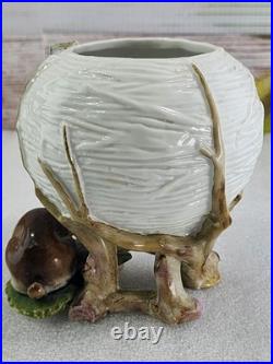 Antique Meissen German Porcelain Flower Bunny Potpourri Dish Bowl Vase