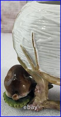 Antique Meissen German Porcelain Flower Bunny Potpourri Dish Bowl Vase