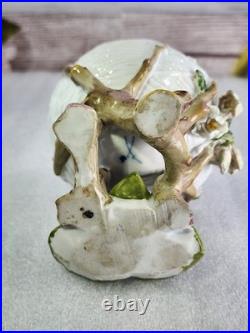 Antique Meissen German Porcelain Flower Bunny Potpourri Dish Bowl Vase