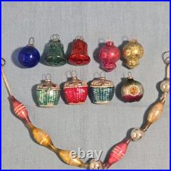 Antique Mini Small Glass Feather Tree Figural Baskets Bell Ornaments German Lot Antique Mini Small Glass Feather Tree Figural Baskets Bell Ornaments German Lot