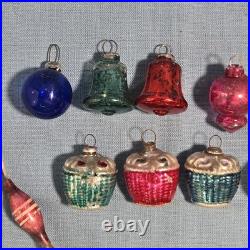 Antique Mini Small Glass Feather Tree Figural Baskets Bell Ornaments German Lot Antique Mini Small Glass Feather Tree Figural Baskets Bell Ornaments German Lot