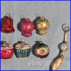 Antique Mini Small Glass Feather Tree Figural Baskets Bell Ornaments German Lot Antique Mini Small Glass Feather Tree Figural Baskets Bell Ornaments German Lot