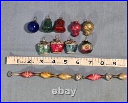 Antique Mini Small Glass Feather Tree Figural Baskets Bell Ornaments German Lot Antique Mini Small Glass Feather Tree Figural Baskets Bell Ornaments German Lot