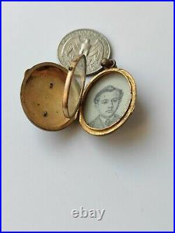 Antique Miniature portrait draw Holder Locket Pendant Vintage Napoleon III