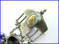 Antique Opal Silver Brooch / Pendant German Arts & Crafts Jugendstil Carl Braun