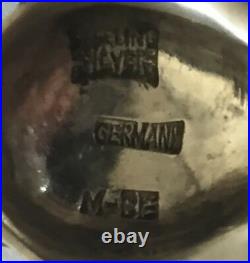 Antique Owl Brooch Pin Enamel Garnets Marcasite Sterling Silver Jungen German