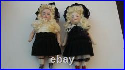Antique Pair of Twin Sister Bisque Mignonette Dolls French/German Orig. Outfits