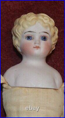 Antique Parian China Doll, Glass Eyes, Milliner Model Style Original Clothes