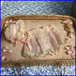Antique Rare FAO SCHWARTZ Simon Halbig Layette Basket German Bisque Doll