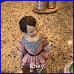Antique Rare Vintage 1800's 9.5 German Bisque Children Figurine Statues