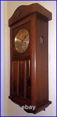 Antique Signed Haller AG German Box Wall Clock 1920s PROFESSIONALLY SERVICED