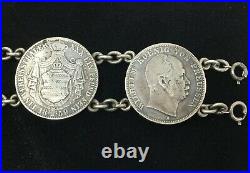 Antique Silver German States Thaler Coin Bracelet