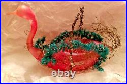 Antique VTG Blown Glass Swan Chenille Wire Wrapped German Christmas Ornament