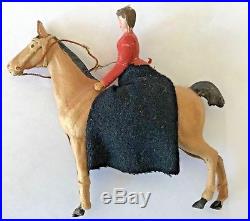 Antique VTG Dresden Woman Riding Side Saddle on Horse German Christmas Ornament