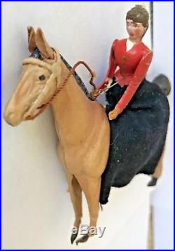 Antique VTG Dresden Woman Riding Side Saddle on Horse German Christmas Ornament