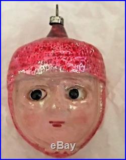 Antique VTG Flesh Face Joan of Arc Glass Eyes Glass German Christmas Ornament