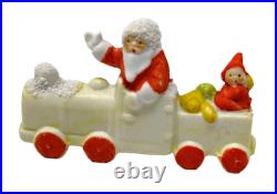 Antique VTG German Bisque Porcelain Miniature Santa Elf Christmas Train Figurine