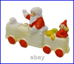 Antique VTG German Bisque Porcelain Miniature Santa Elf Christmas Train Figurine