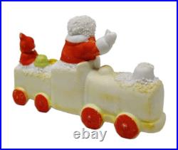 Antique VTG German Bisque Porcelain Miniature Santa Elf Christmas Train Figurine