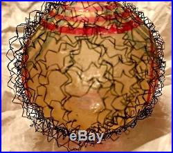 Antique VTG Wire Wrapped Candle Cup Bull's- Eye Glass German Christmas Ornament