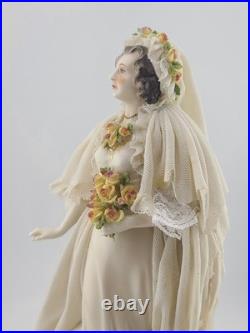 Antique Victorian 1920's Dresden German Porcelain Bride Figurine. Loss To Lace