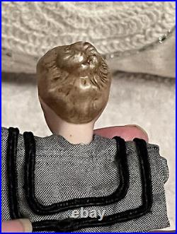 Antique Victorian c 1900 German Bisque Head 5.25 Dollhouse Doll with Bun