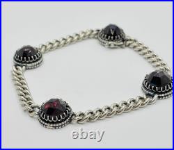 Antique Vintage Art Deco 835 German Silver Garnet Bracelet 8 Antique Vintage Art Deco 835 German Silver Garnet Bracelet 8