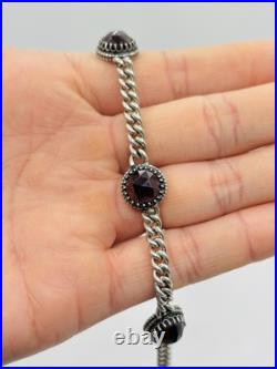 Antique Vintage Art Deco 835 German Silver Garnet Bracelet 8 Antique Vintage Art Deco 835 German Silver Garnet Bracelet 8