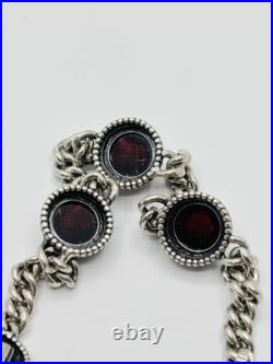 Antique Vintage Art Deco 835 German Silver Garnet Bracelet 8 Antique Vintage Art Deco 835 German Silver Garnet Bracelet 8
