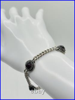 Antique Vintage Art Deco 835 German Silver Garnet Bracelet 8 Antique Vintage Art Deco 835 German Silver Garnet Bracelet 8