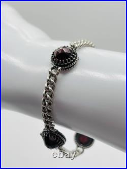Antique Vintage Art Deco 835 German Silver Garnet Bracelet 8 Antique Vintage Art Deco 835 German Silver Garnet Bracelet 8