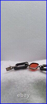 Antique Vintage Art Deco Sterling Silver German Carnelian & Onyx Bracelet 11.4gr