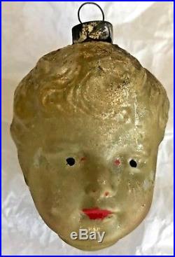 Antique Vintage Boy Head Face Glass German Figural Christmas Tree Ornament