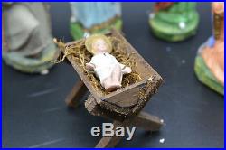 Antique Vintage Christmas MAROLIN Nativity German Paper Mache in Box 14 Figurine