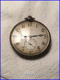 Antique Vintage Collectible Swiss Zenith Favre Leuba German Silver Pocket Watch